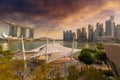 Singapore City Skyline by Marina Bay Sunset Royalty Free Stock Photo