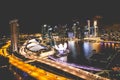 Singapore city skyline at night and view of Marina Bay Top View Royalty Free Stock Photo