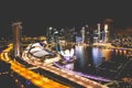 Singapore city skyline at night and view of Marina Bay Top Views Royalty Free Stock Photo