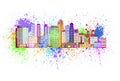 Singapore City Skyline Paint Splatter Color Illustration Royalty Free Stock Photo