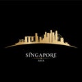 Singapore city skyline silhouette black background Royalty Free Stock Photo