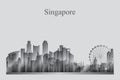 Singapore city skyline silhouette in grayscale