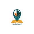 Singapore city skyline silhouette vector logo illustration Royalty Free Stock Photo