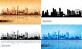 Singapore city skyline silhouettes set Royalty Free Stock Photo