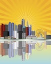 Singapore City Skyline with Sun Rays Illustration Royalty Free Stock Photo