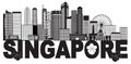 Singapore City Skyline Text Black and White vector Illustration Royalty Free Stock Photo