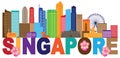 Singapore City Skyline Text Color vector Illustration Royalty Free Stock Photo