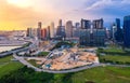 Singapore city skyline and traffic at evening Royalty Free Stock Photo