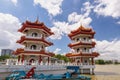 Singapore twin pagoda at Chinese Garden Royalty Free Stock Photo