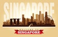 Singapore city skyline vector silhouette Royalty Free Stock Photo