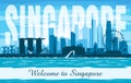 Singapore city skyline vector silhouette Royalty Free Stock Photo