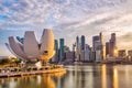 Singapore City Skyline view from Marina Bay during Sunset Royalty Free Stock Photo