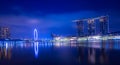 Singapore cityscape blue hour Royalty Free Stock Photo