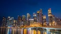 Singapore cityscape central business district and financial building of Singapore city at night. Royalty Free Stock Photo