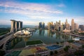 Singapore cityscape at dusk. Landscape of Singapore business building around Marina bay. Modern high building in business district Royalty Free Stock Photo