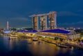 Singapore cityscape at dusk. Landscape of Singapore Marina Bay Sands at night Royalty Free Stock Photo