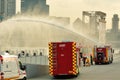 Singapore Civil Defense Force (SCDF) compressed air foam engine spraying water jets during National Day Parade Rehearsal 2013