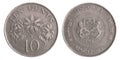 Singapore coin ten cents Royalty Free Stock Photo