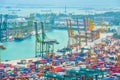 Singapore commercial port aerial view Royalty Free Stock Photo