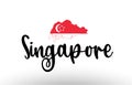 Singapore country big text with flag inside map concept logo