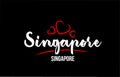 Singapore country on black background with red love heart and its capital Singapore