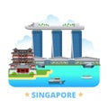 Singapore country design template Flat cartoon sty