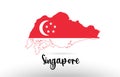 Singapore country flag inside map contour design icon logo