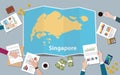 Singapore country growth nation team discuss with fold maps view from top