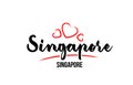 Singapore country with red love heart and its capital Singapore creative typography logo design