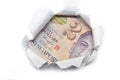 Singapore currency peeking through white paper Royalty Free Stock Photo