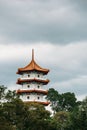 Singapore-01 DEC 2018: landmark of Chinese pagoda in Chinese Garden Royalty Free Stock Photo