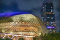 Singapore - December 31, 2019: Esplanade - Theaters on the Bay Dome lights at night