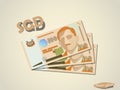 Singapore dollars money minimal vector graphic design