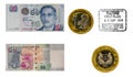 Singapore dollars and visa stamp Royalty Free Stock Photo