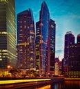 Singapore downtown in evening Royalty Free Stock Photo
