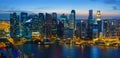 Singapore downtown at night, aerial view