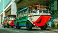 Duck Tours queue in line for boarding at Suntec City, Singapore. First Amphibious themed attraction in Asia.