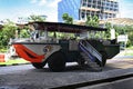 Singapore DUCKtours bring tourists on a one-hour land and sea adventure onboard a remodeled amphibious Vietnamese war craft.