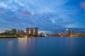 Singapore Entetainment District City Skyline during Blue Hour Royalty Free Stock Photo