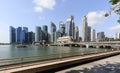 Singapore-16 FEB 2018:Singapore central financial district skyline at blue hour from Marina bay Singapore Royalty Free Stock Photo