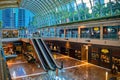 Singapore - Feb 25, 2020. Interior of entrance area in Shoppes mall and Marina Bay Sands center. Luxury shops, brands Royalty Free Stock Photo