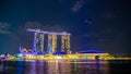 Beautiful laser show at Marina Bay waterfront in Singapore at night. Wonderful laser show and water in