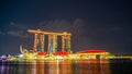 Beautiful laser show at Marina Bay waterfront in Singapore at night. Wonderful laser show and water in