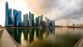 Singapore financial district skyline at Marina bay on sun set time. Royalty Free Stock Photo