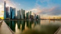 Singapore financial district skyline at Marina bay on sun set time Royalty Free Stock Photo