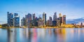 Singapore financial district skyline at Marina bay on twilight time. Royalty Free Stock Photo