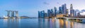 Singapore financial district skyline at Marina bay on twilight time. Royalty Free Stock Photo