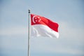 Singapore flag blowing in wind Royalty Free Stock Photo