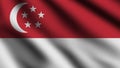 Singapore flag blowing in the wind. Full page flying flag. 3d illustration Royalty Free Stock Photo