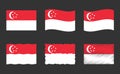 Singapore flag vector illustration set, official colors of the Republic of Singapore flag